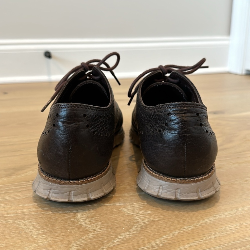 Cole Haan Men's Zerogrand Wingtip Oxfords Dark Brown Java Cobblestone Shoes 11 - Picture 6 of 9